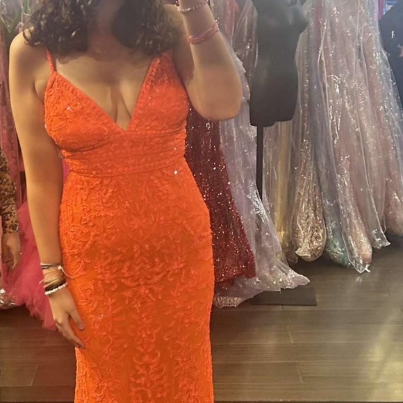 Elegant Orange Lace Dress